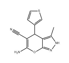 6-amino-3-methyl-4-thiophen-3-yl-2,4-dihydropyrano[2,3-c]pyrazole-5-carbonitrile