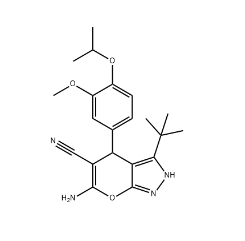 6-amino-3-tert-butyl-4-(4-isopropoxy-3-methoxyphenyl)-2,4-dihydropyrano[2,3-c]pyrazole-5-carbonitrile