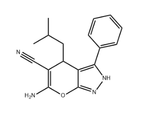 6-amino-4-(2-methylpropyl)-3-phenyl-2,4-dihydropyrano[2,3-c]pyrazole-5-carbonitrile