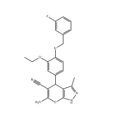 6-amino-4-[3-ethoxy-4-[(3-fluorophenyl)methoxy]phenyl]-3-methyl-2,4-dihydropyrano[2,3-c]pyrazole-5-carbonitrile