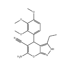 6-amino-3-ethyl-4-[2,3,4-tris(methyloxy)phenyl]-2,4-dihydropyrano[2,3-c]pyrazole-5-carbonitrile