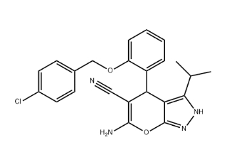 6-amino-4-(2-{[(4-chlorophenyl)methyl]oxy}phenyl)-3-(1-methylethyl)-2,4-dihydropyrano[2,3-c]pyrazole-5-carbonitrile