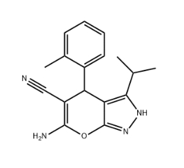 6-amino-4-(2-methylphenyl)-3-propan-2-yl-2,4-dihydropyrano[2,3-c]pyrazole-5-carbonitrile