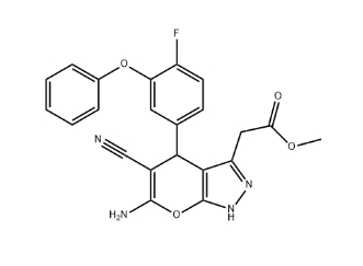 methyl 2-[6-amino-5-cyano-4-(4-fluoro-3-phenoxyphenyl)-2,4-dihydropyrano[2,3-c]pyrazol-3-yl]acetate