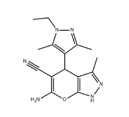 6-amino-4-(1-ethyl-3,5-dimethyl-1H-pyrazol-4-yl)-3-methyl-1,4-dihydropyrano[2,3-c]pyrazole-5-carbonitrile