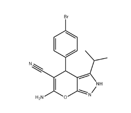 6-amino-4-(4-bromophenyl)-3-propan-2-yl-2,4-dihydropyrano[2,3-c]pyrazole-5-carbonitrile