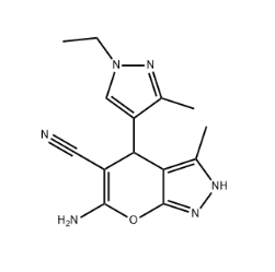 Pyrano[2,3-c]pyrazole-5-carbonitrile, 6-amino-4-(1-ethyl-3-methyl-1H-pyrazol-4-yl)-2,4-dihydro-3-methyl-