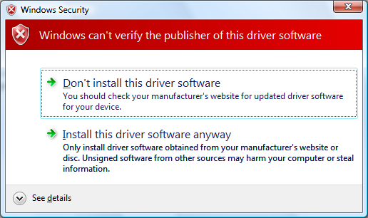 Windows 无法验证此驱动程序软件的发布者10001