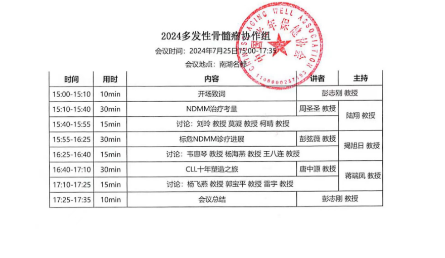 2024多发性骨髓瘤协作组会议日程